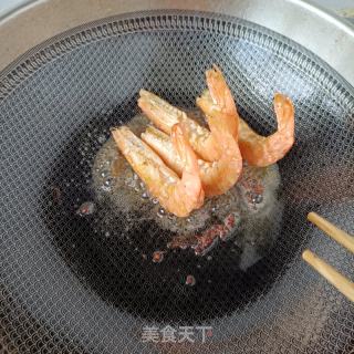 油菜炒白虾的做法步骤：6