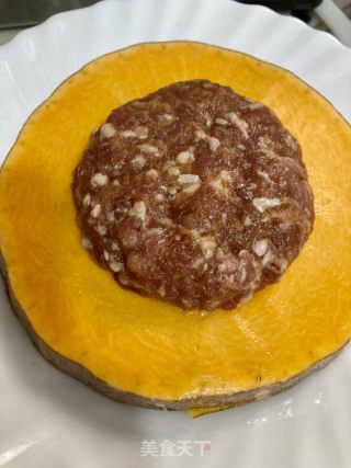 南瓜圈蒸肉餅的做法步骤：6