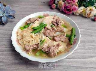油豆皮豇豆肉片汤的做法步骤：9