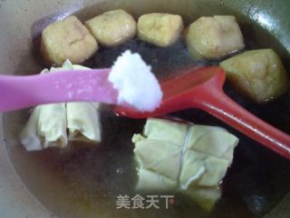 油豆腐肉面结粉丝汤的做法步骤：4