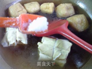 油豆腐肉面结粉丝汤的做法步骤：5