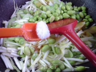 韭黄毛豆炒佛手瓜的做法步骤：12