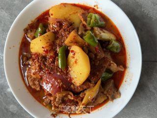 糍粑辣椒豆豉炒五花肉的做法步骤：6