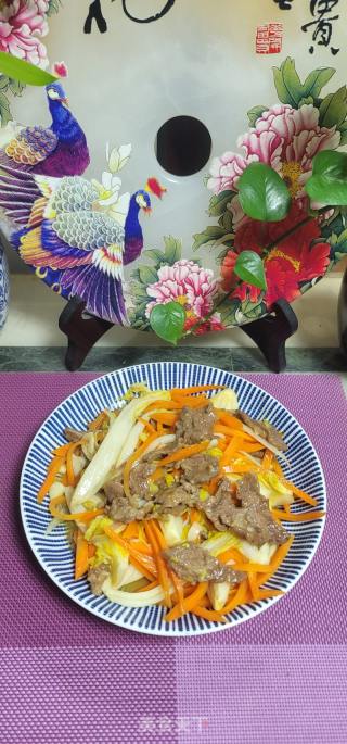 胡萝卜白菜炒牛肉的做法步骤：14