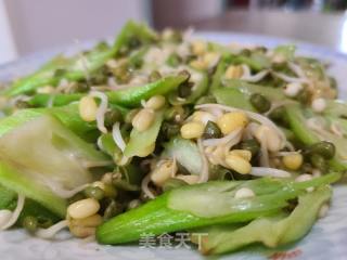 绿豆芽炒秋葵的做法
