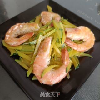 嫩南瓜炒白虾的做法步骤：11