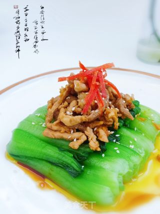 蒜香肉丝青菜的做法步骤：8