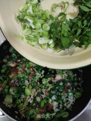 菜心腊肠炒饭的做法步骤：8