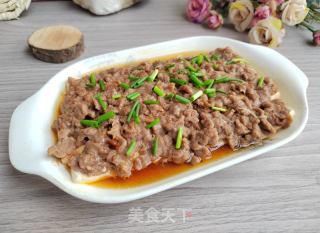 金针菇豆腐蒸牛肉的做法步骤：10