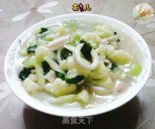 鱿鱼花菜羹的做法