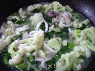 鱿鱼花菜羹的做法步骤：8