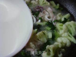 鱿鱼花菜羹的做法步骤：10