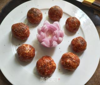 蒸黑椒牛肉丸的做法步骤：5