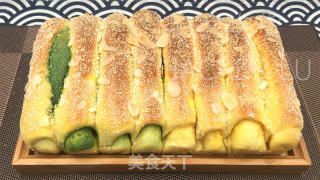 抹茶奶酥排包，口感蓬松柔软，奶酥馅奶香浓郁。的做法步骤：28