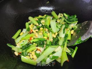青菜炒黄豆的做法步骤：6