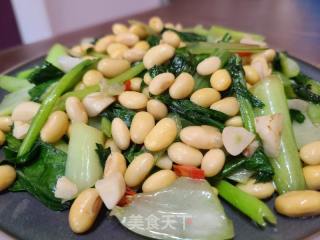 青菜炒黄豆的做法步骤：8