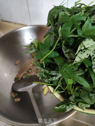 五花肉炒红薯叶的做法步骤：5
