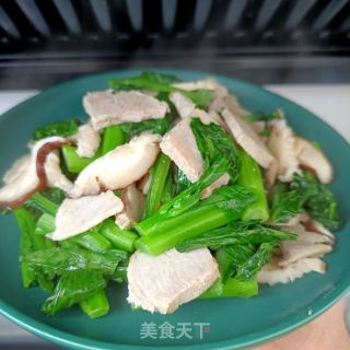 熟肉菜芯炒香菇的做法步骤：12