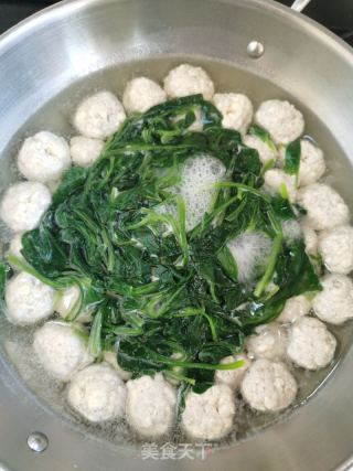 菠菜煮豆腐丸子的做法步骤：7