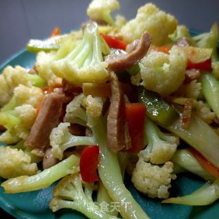 金华火腿炒花菜的做法步骤：14