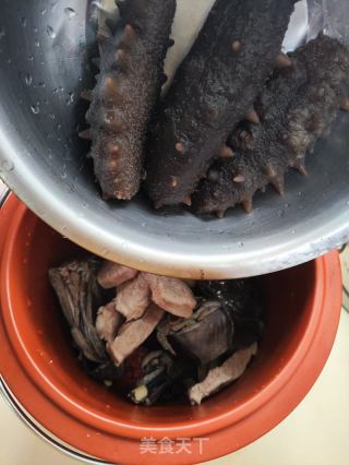 瘦肉海参炖乌鸡的做法步骤：6