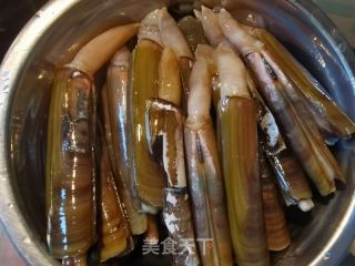 葱椒竹蛏的做法步骤：1