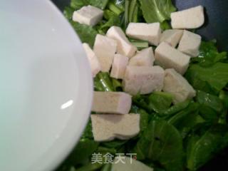 冻豆腐炒油菜蕻的做法步骤：4