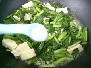 冻豆腐炒油菜蕻的做法步骤：6