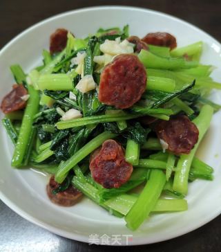 春菜苗炒腊肠的做法步骤：8
