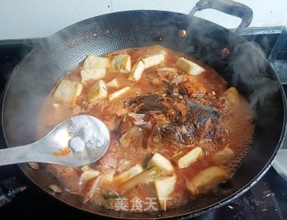 红汤老豆腐炖鲢鱼头的做法步骤：12
