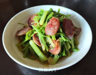 腊肠炒小香芹的做法步骤：6