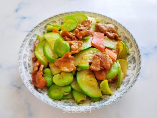 西葫芦蚕豆炒肉片的做法步骤：9