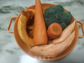 胡萝卜西兰花鸡胸肉养生菜团的做法步骤：1