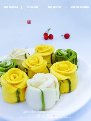 玫瑰花馒头花束的做法步骤：16