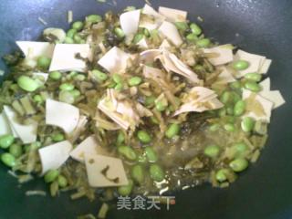 咸菜毛豆炒千张的做法步骤：9